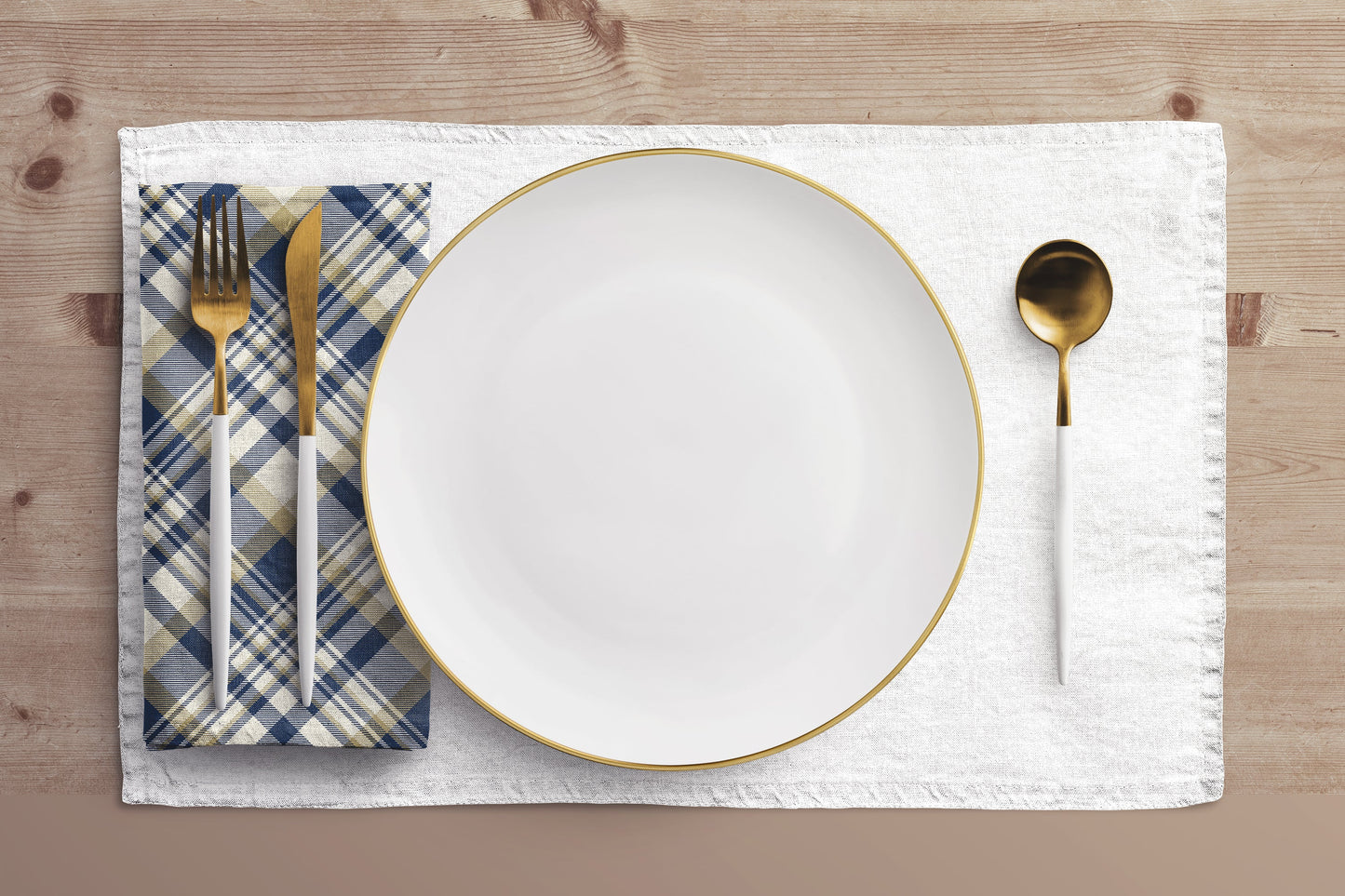 Napkin 4-set | Blue & Gold | Tartan