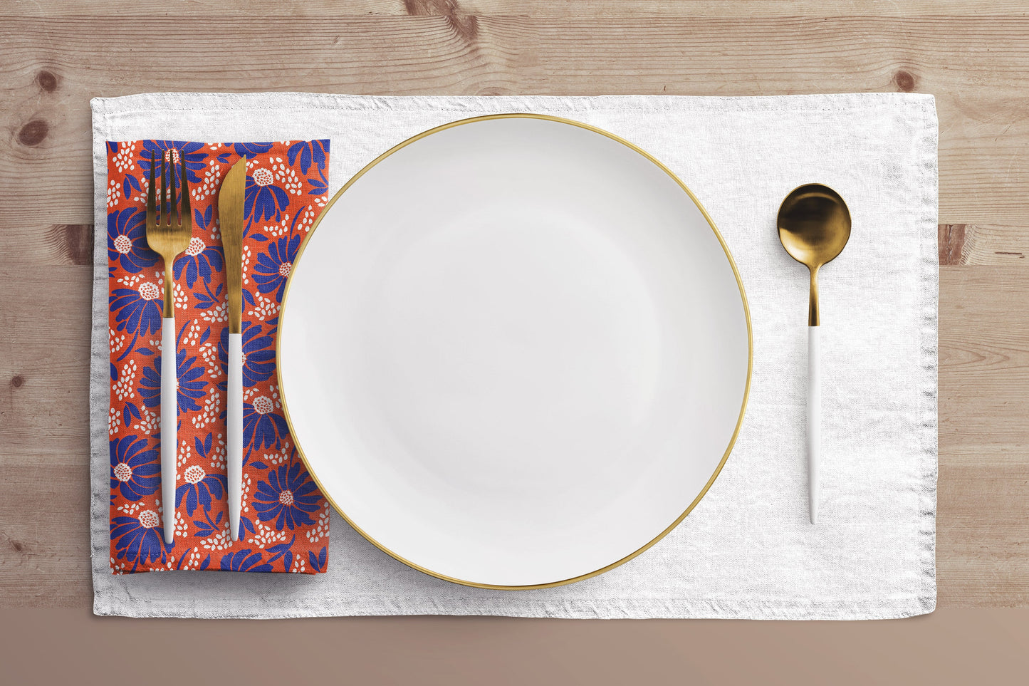 Napkin 4-set | Bright Blue & Orange | Bellis