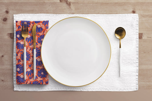 Napkin 4-set | Bright Blue & Orange | Bellis