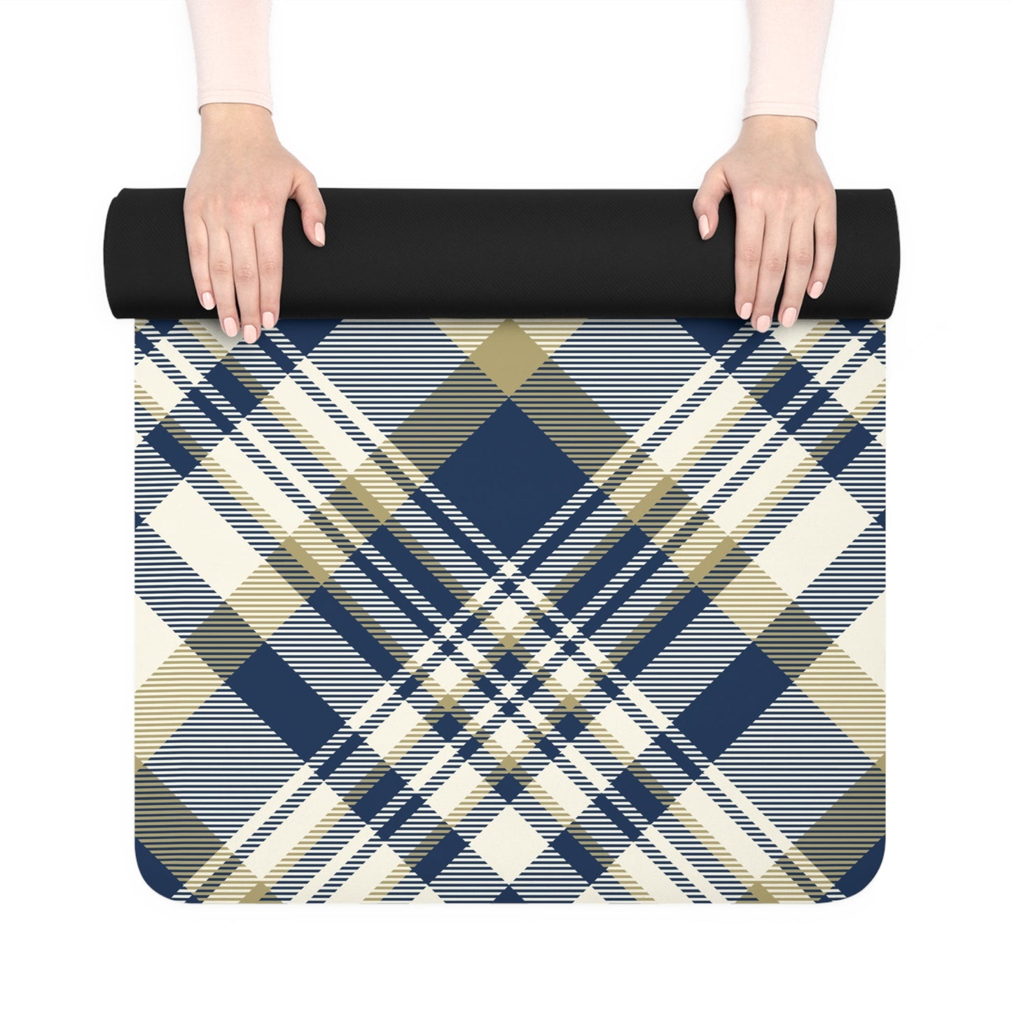 Yoga Mat | Blue & Gold | Tartan