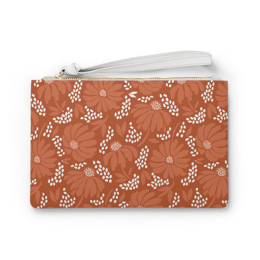 Clutch Bag | Dark Orange & White | Bellis