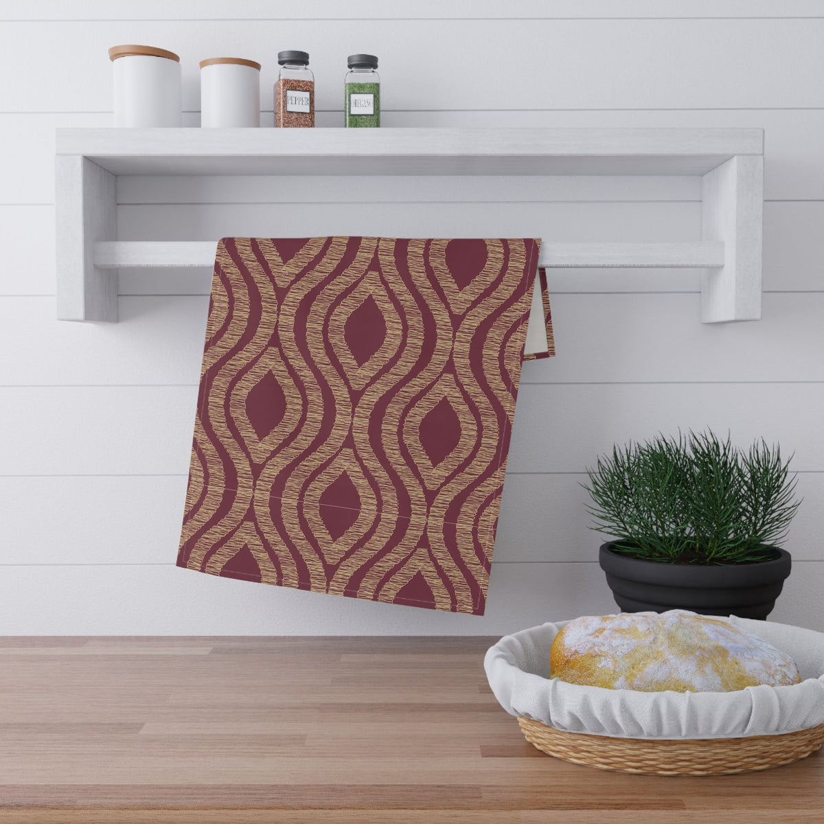 Tea Towels | Maroon & Gold | Ogee