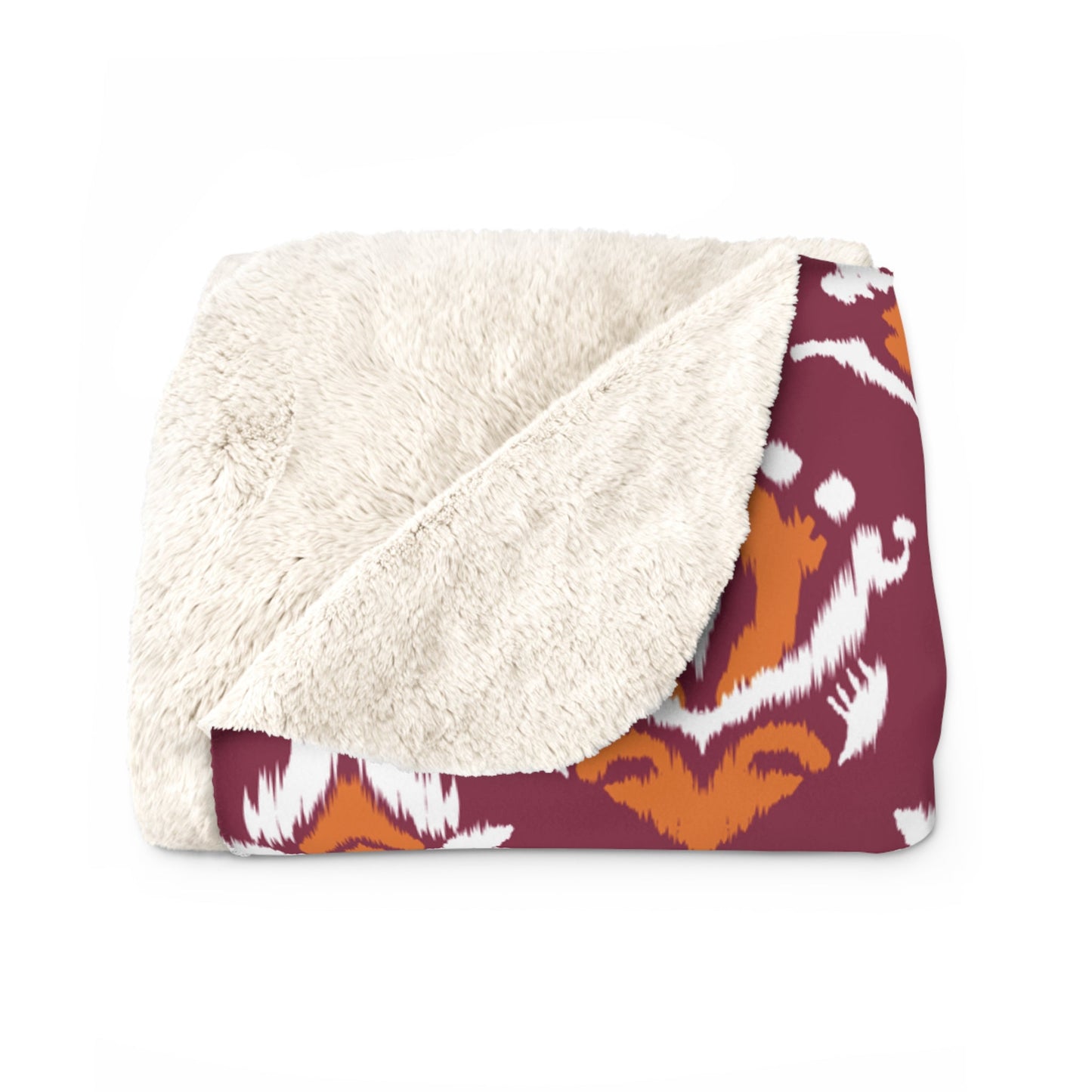 Sherpa Blanket | Maroon & Orange | Ikat