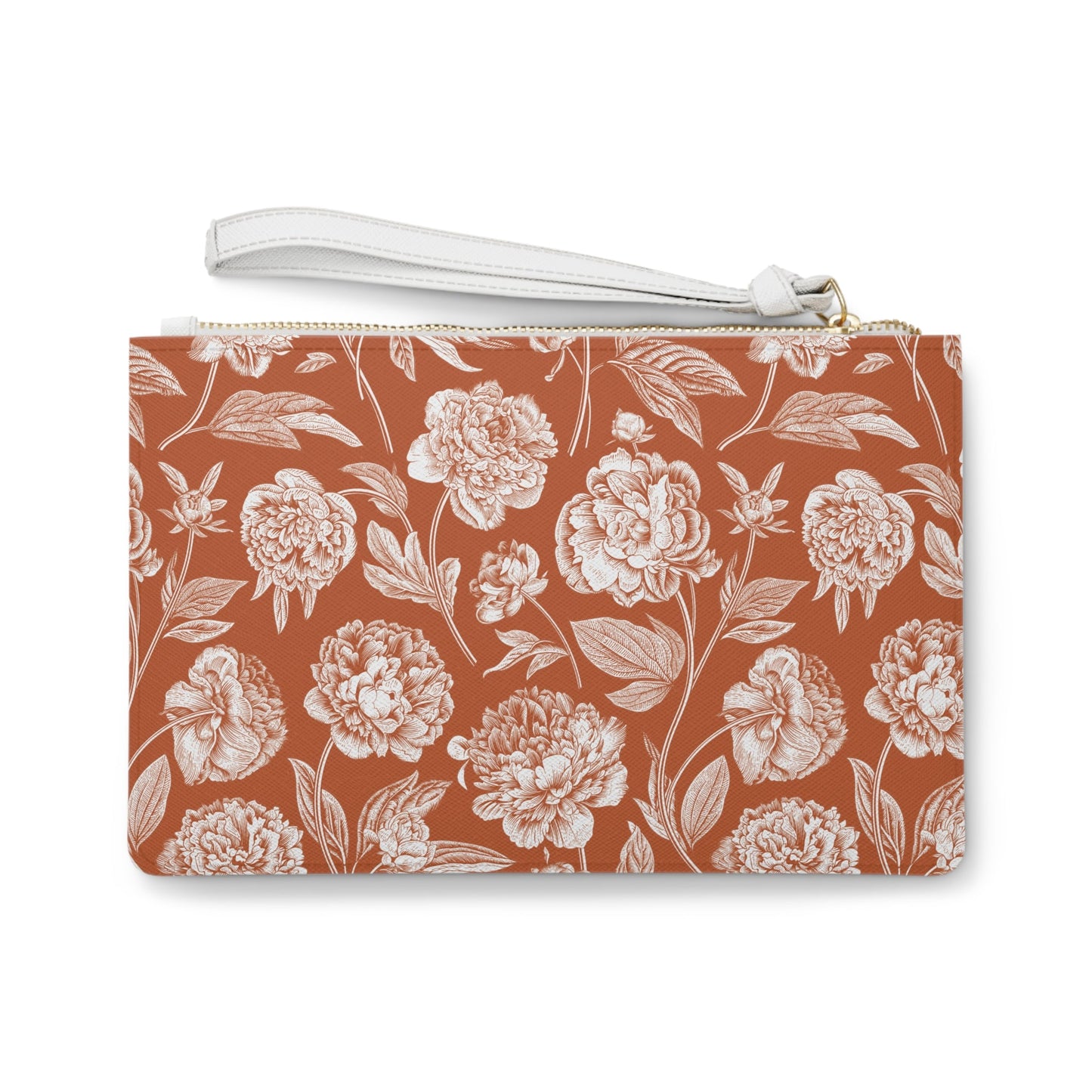 Clutch Bag | Dark Orange & White | Peony