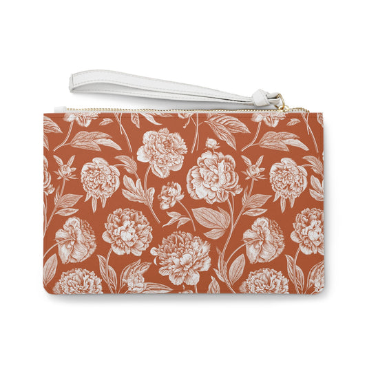 Clutch Bag | Dark Orange & White | Peony