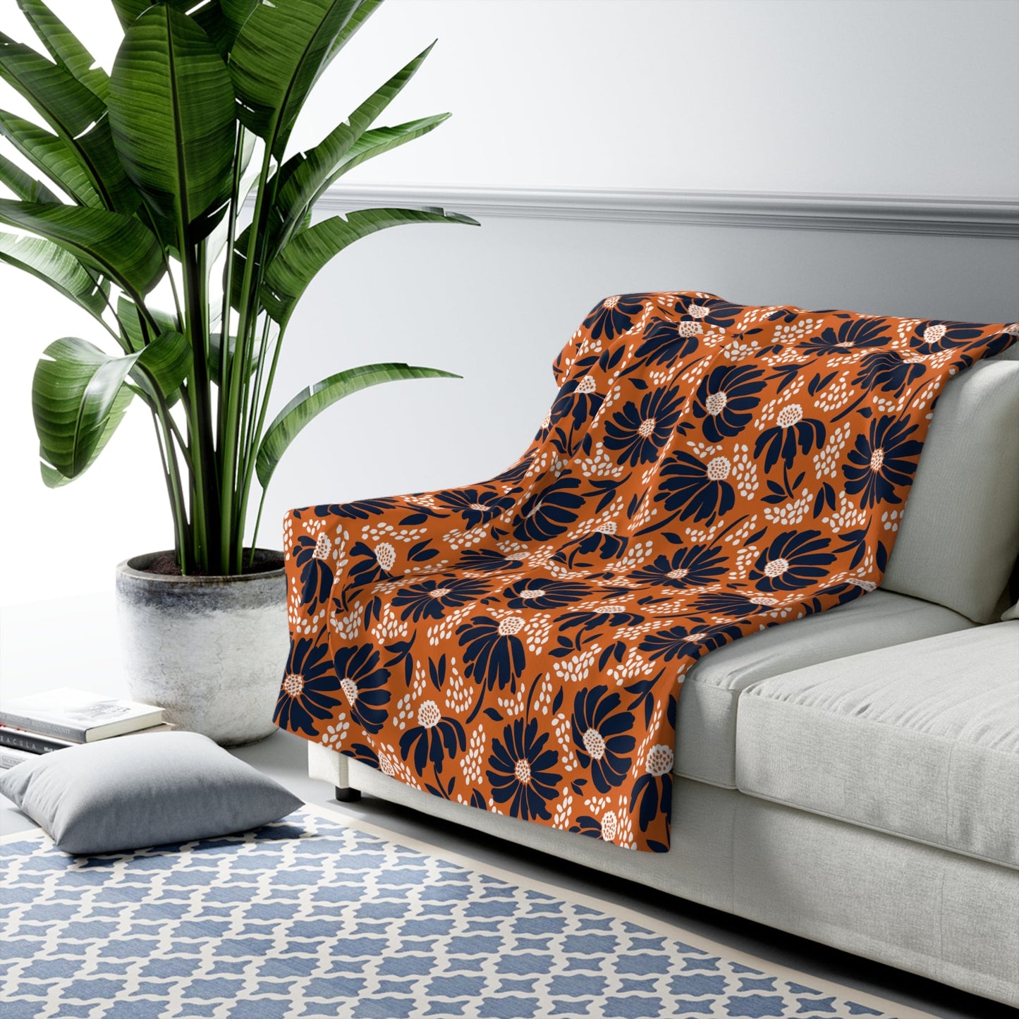 Sherpa Blanket | Orange & Blue | Bellis