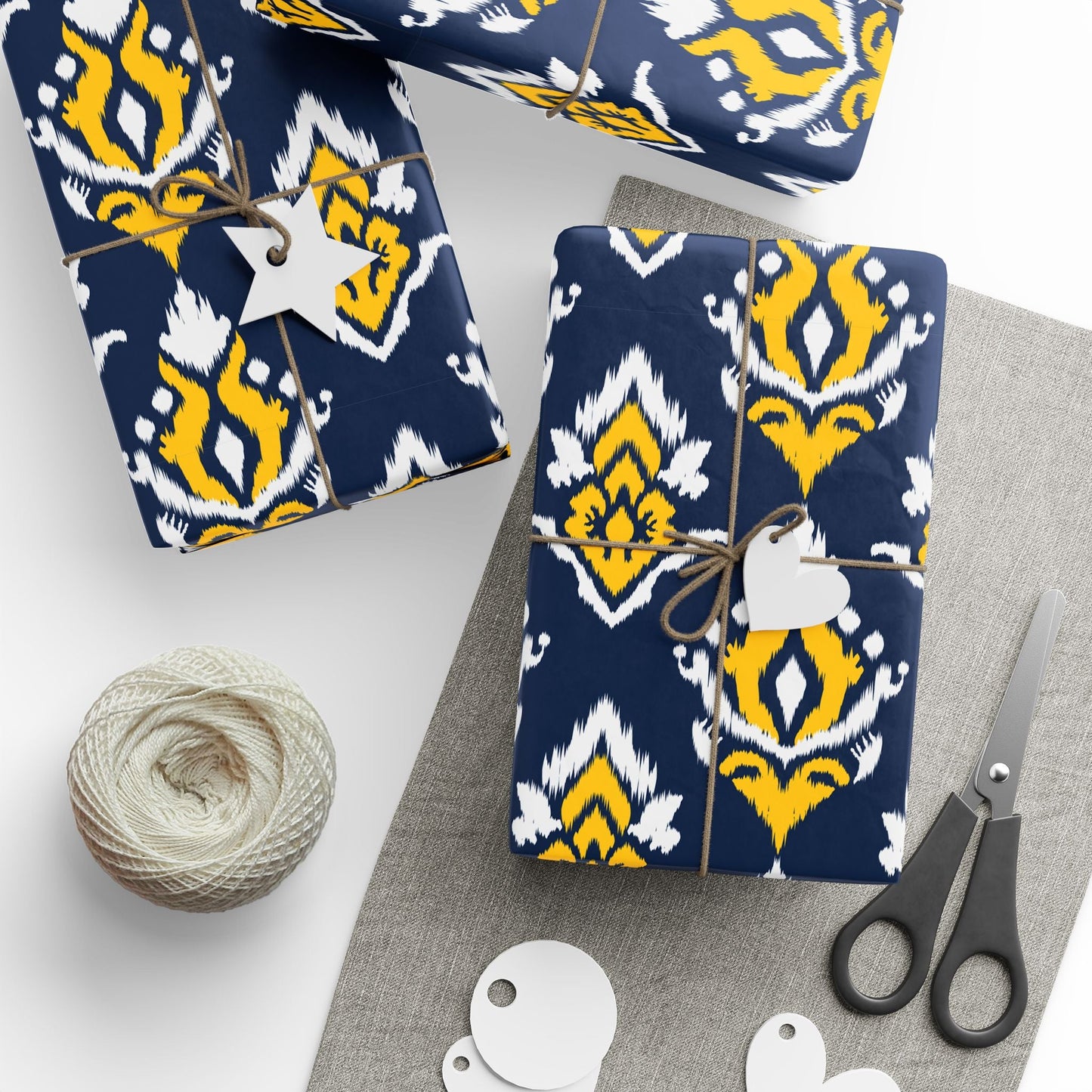 Gift Wrap | Yellow & Blue | Ikat