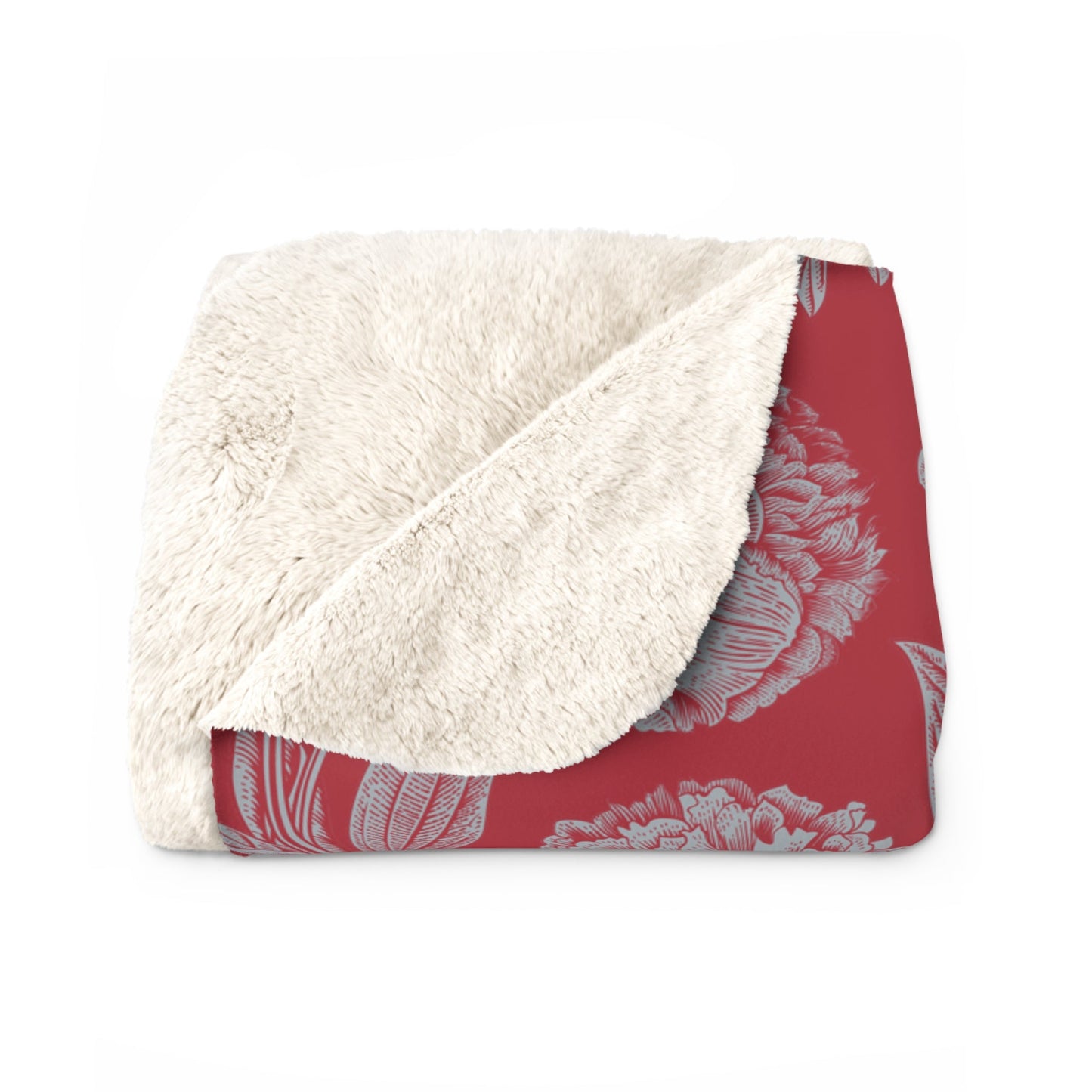 Sherpa Blanket | Red & Gray | Peony