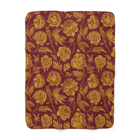 Sherpa Blanket | Red & Yellow | Peony