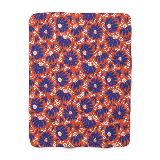 Sherpa Fleece Blanket | Bright Blue & Orange | Bellis
