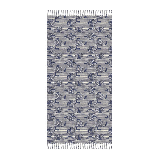 Boho Beach Towel | Greyhounds | Blue Track
