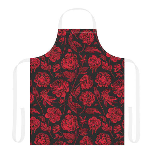 Apron | Red & Black | Peony