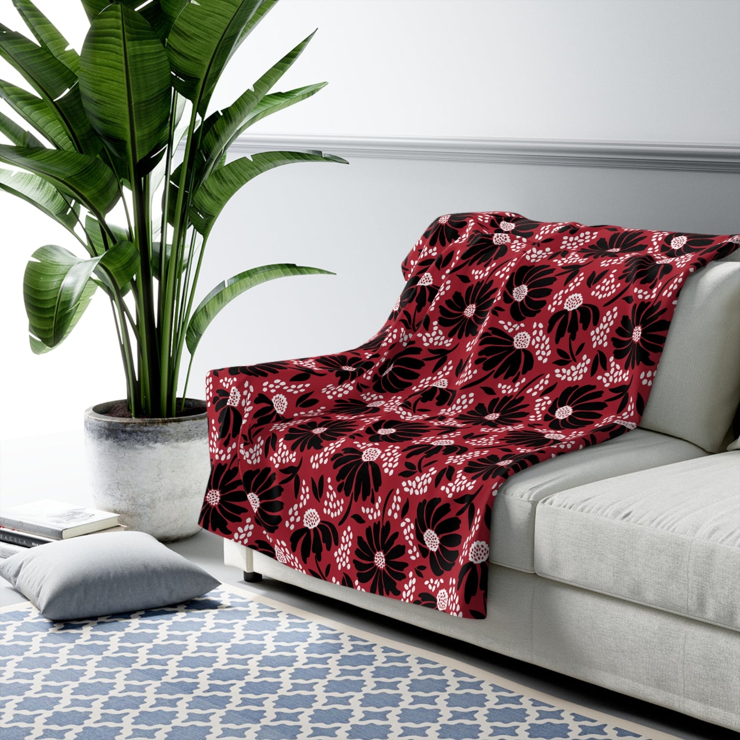 Sherpa Fleece Blanket | Red & Black | Bellis