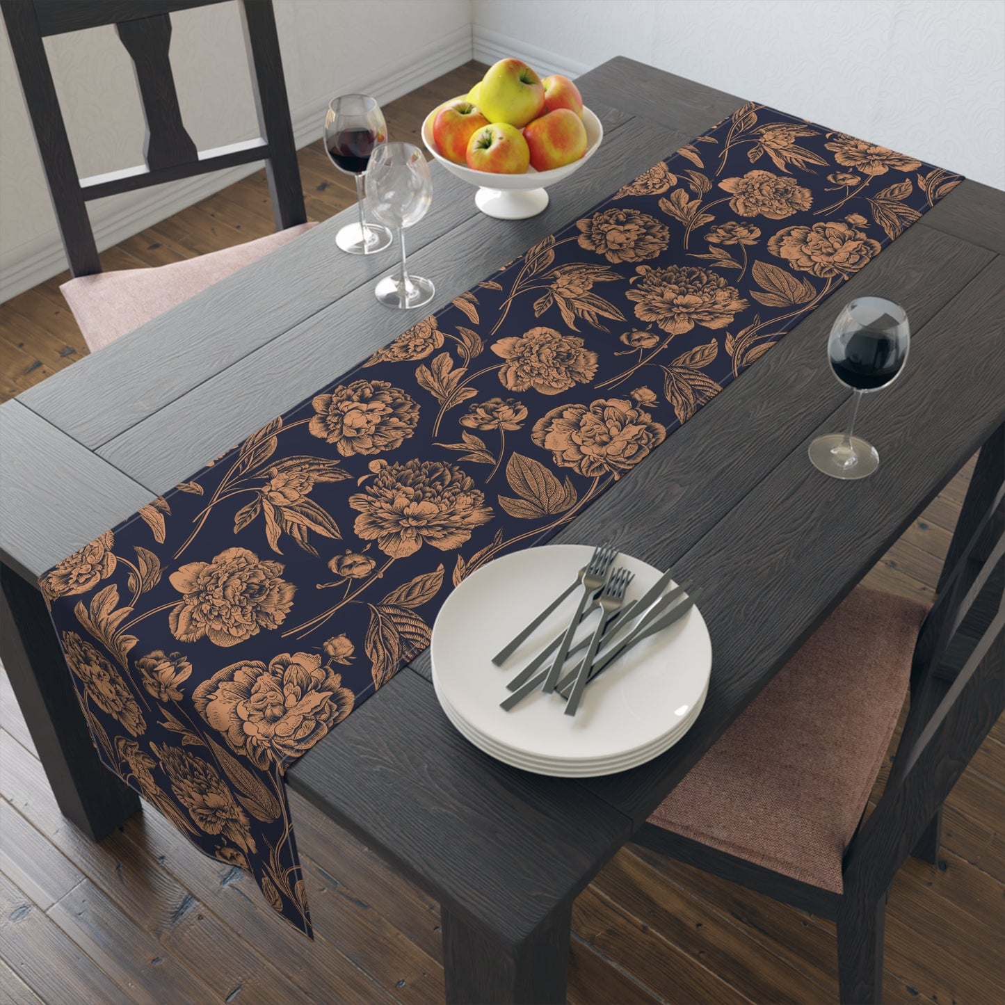 Table Runner | Orange & Blue | Peony