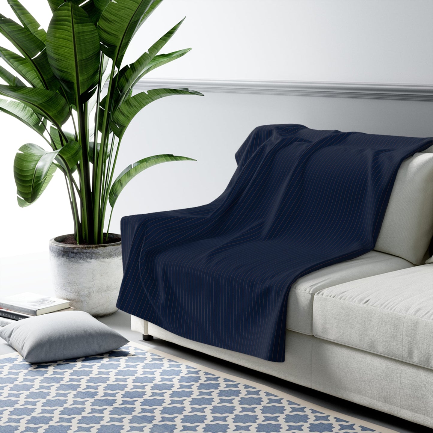 Sherpa Blanket | Orange & Blue | Pinstripe