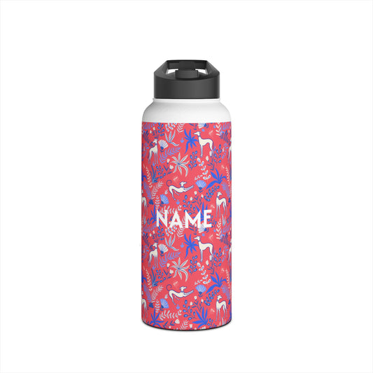 Insulated Water Bottle | Greyhounds | Pink Fern