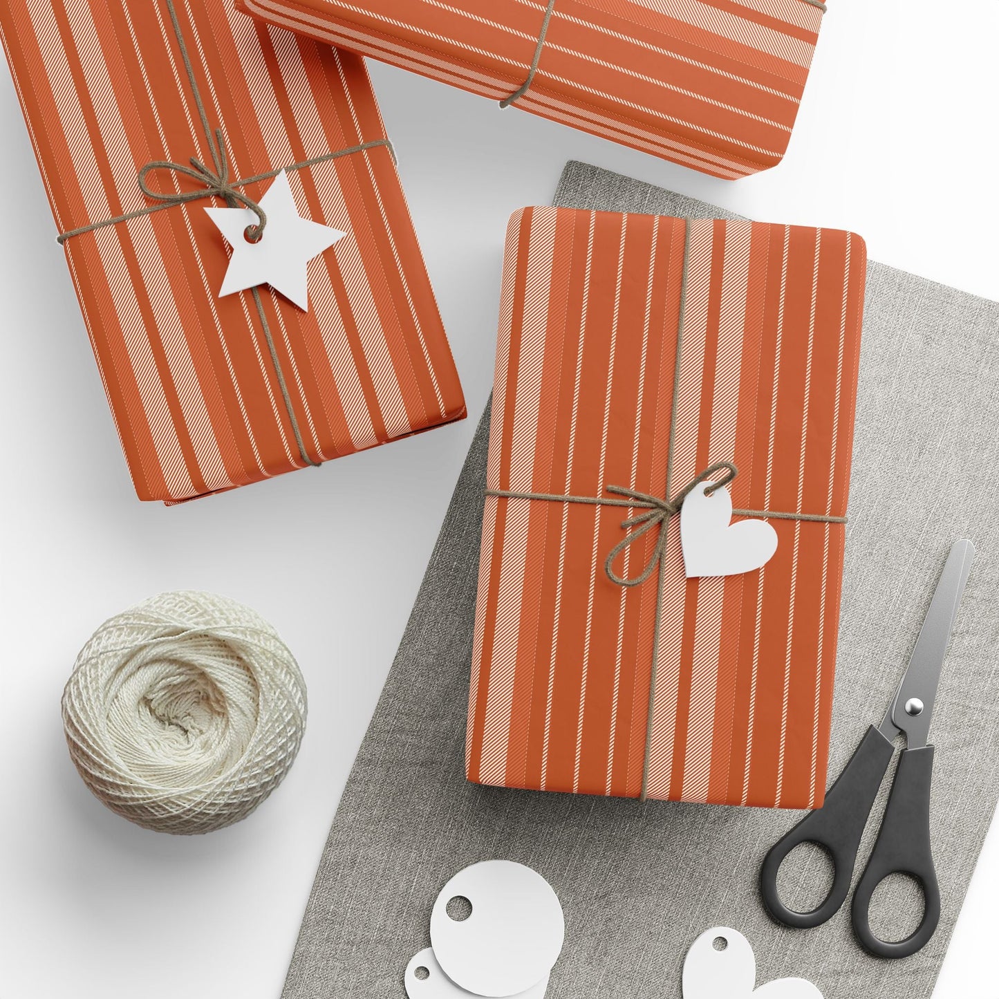 Gift Wrap | Dark Orange & White | Stripe