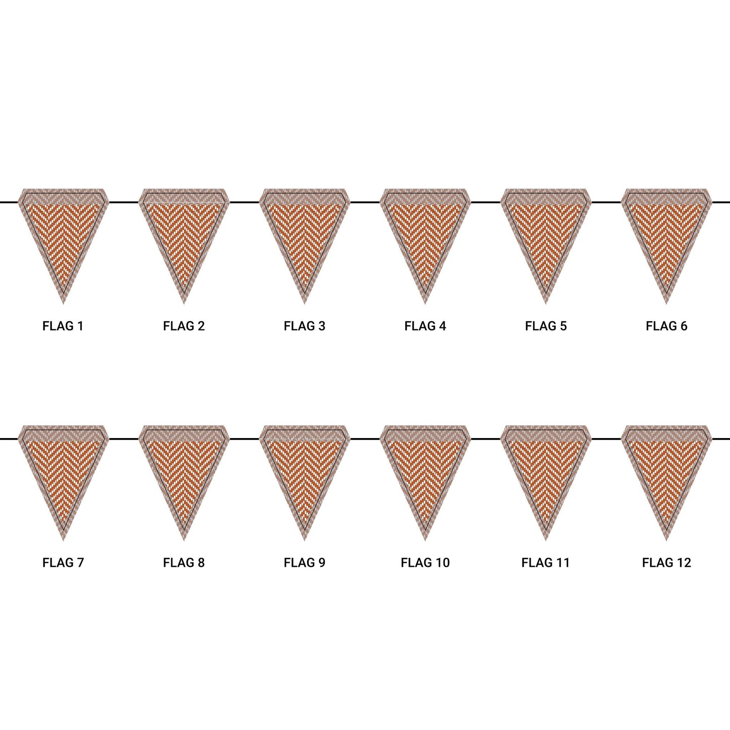 Flag Garland | Dark Orange & White | Herringbone