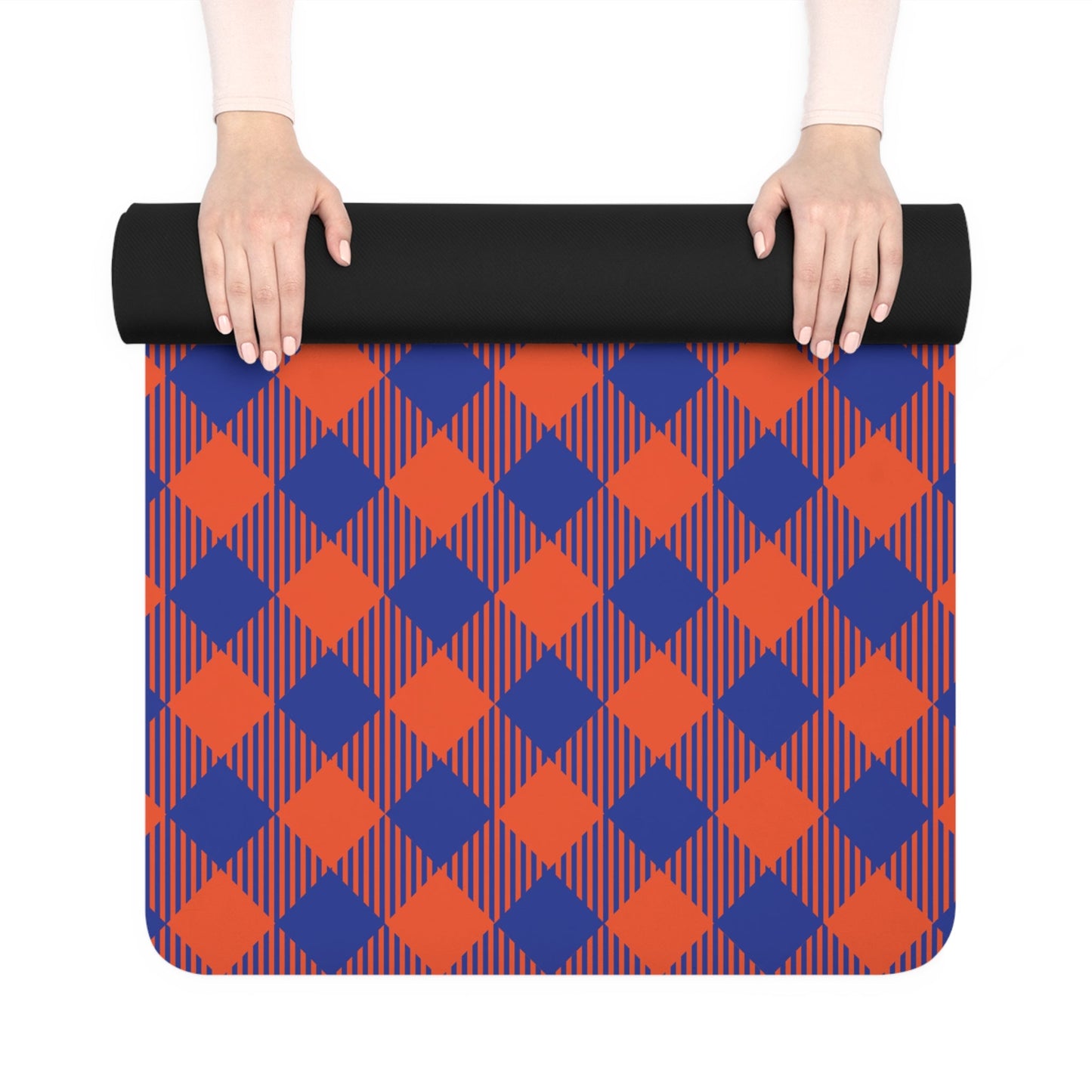 Yoga Mat | Bright Blue & Orange | Gingham