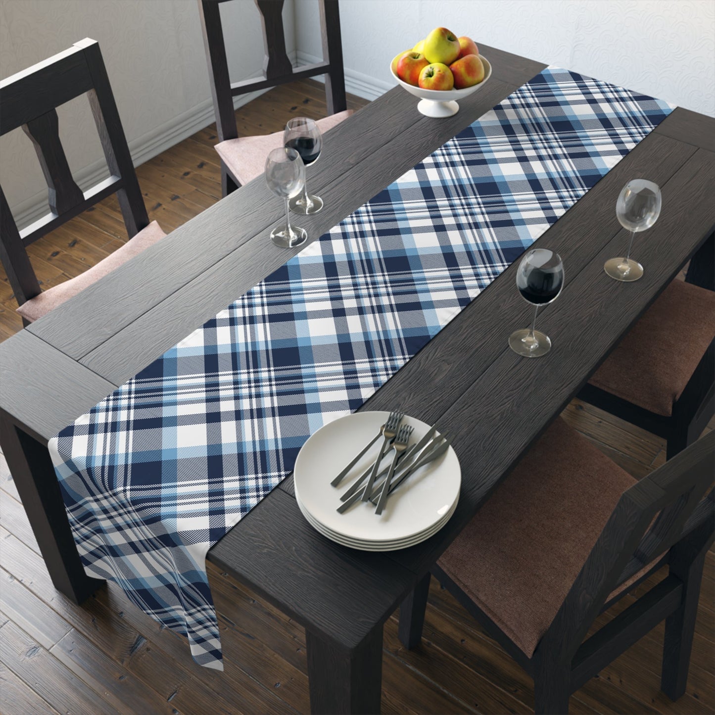 Table Runner | Light Blue & White | Tartan
