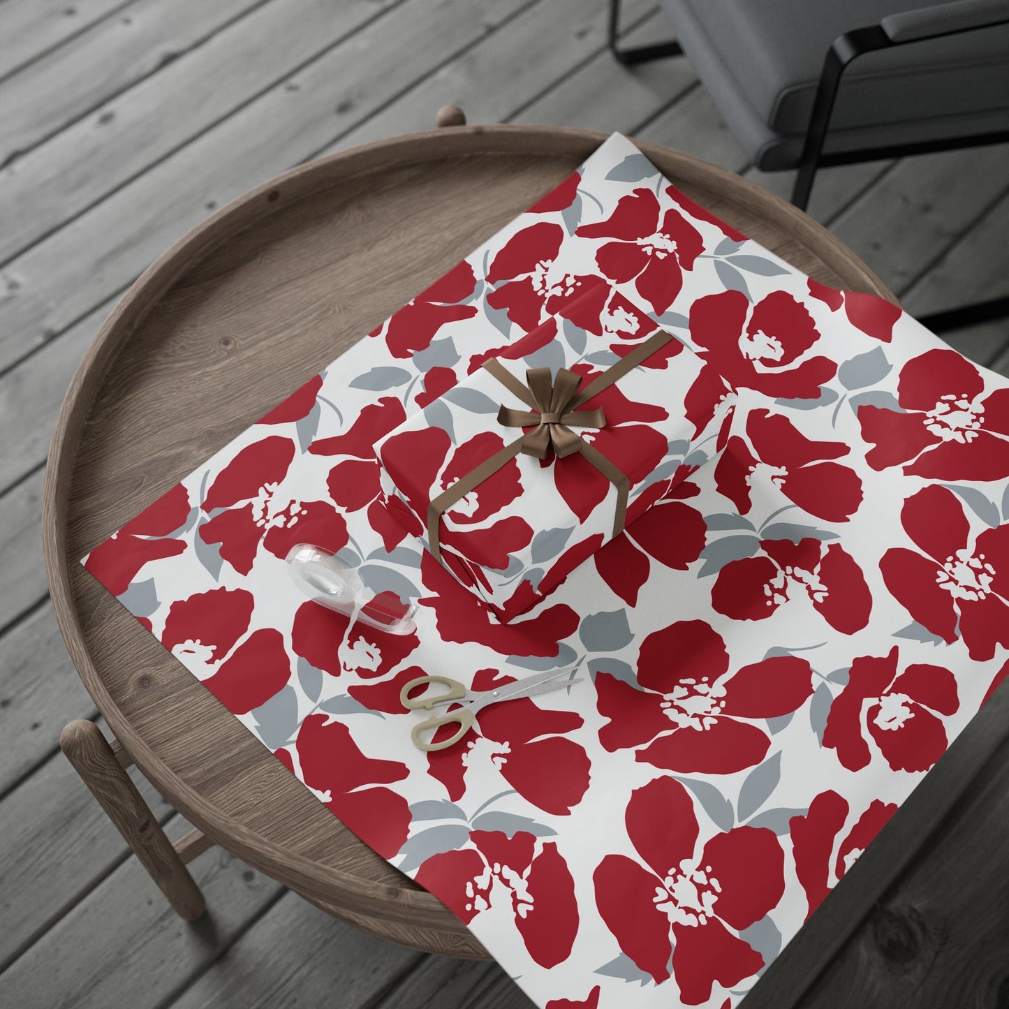Gift Wrap | Red & Gray | Poppy