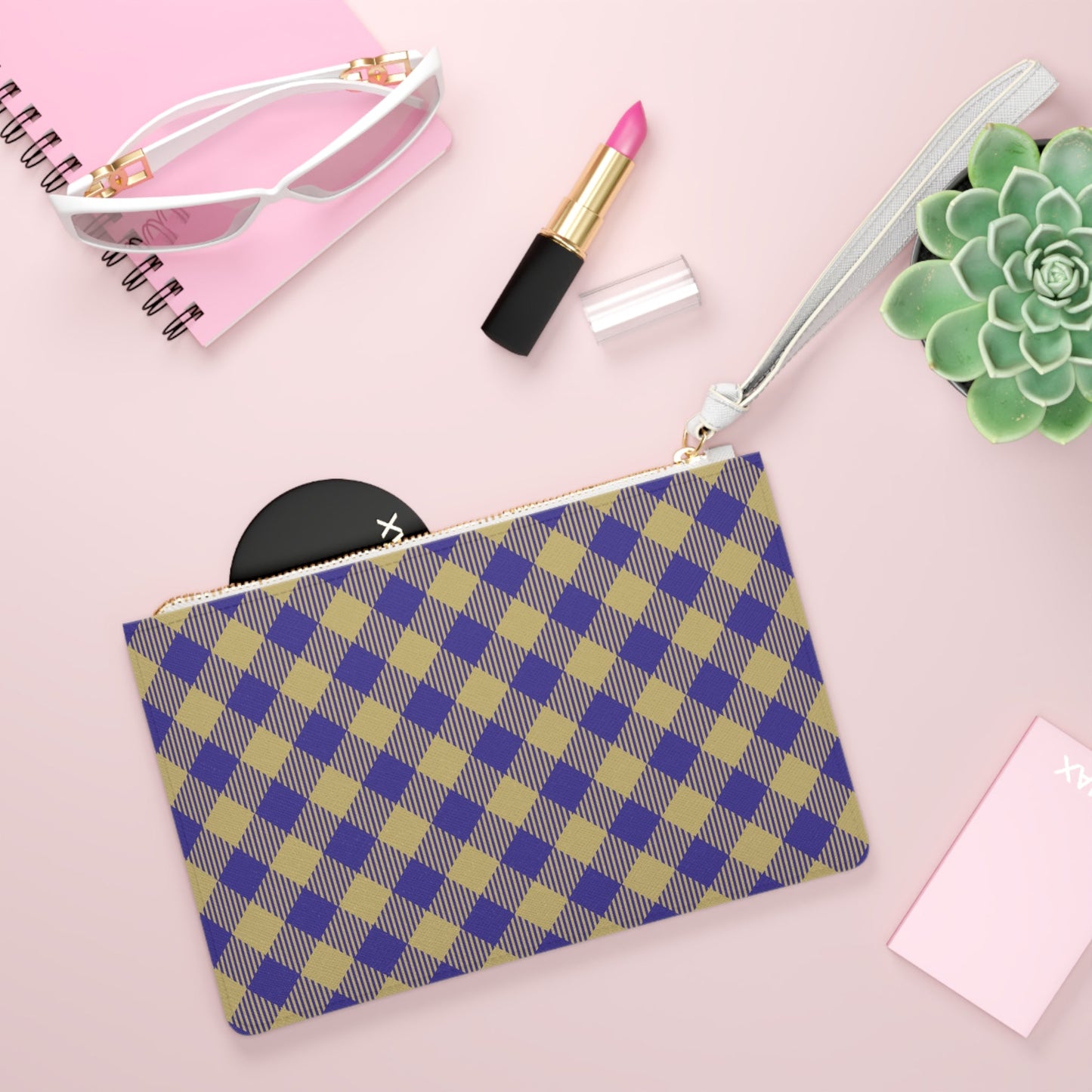 Clutch Bag | Purple & Gold | Gingham