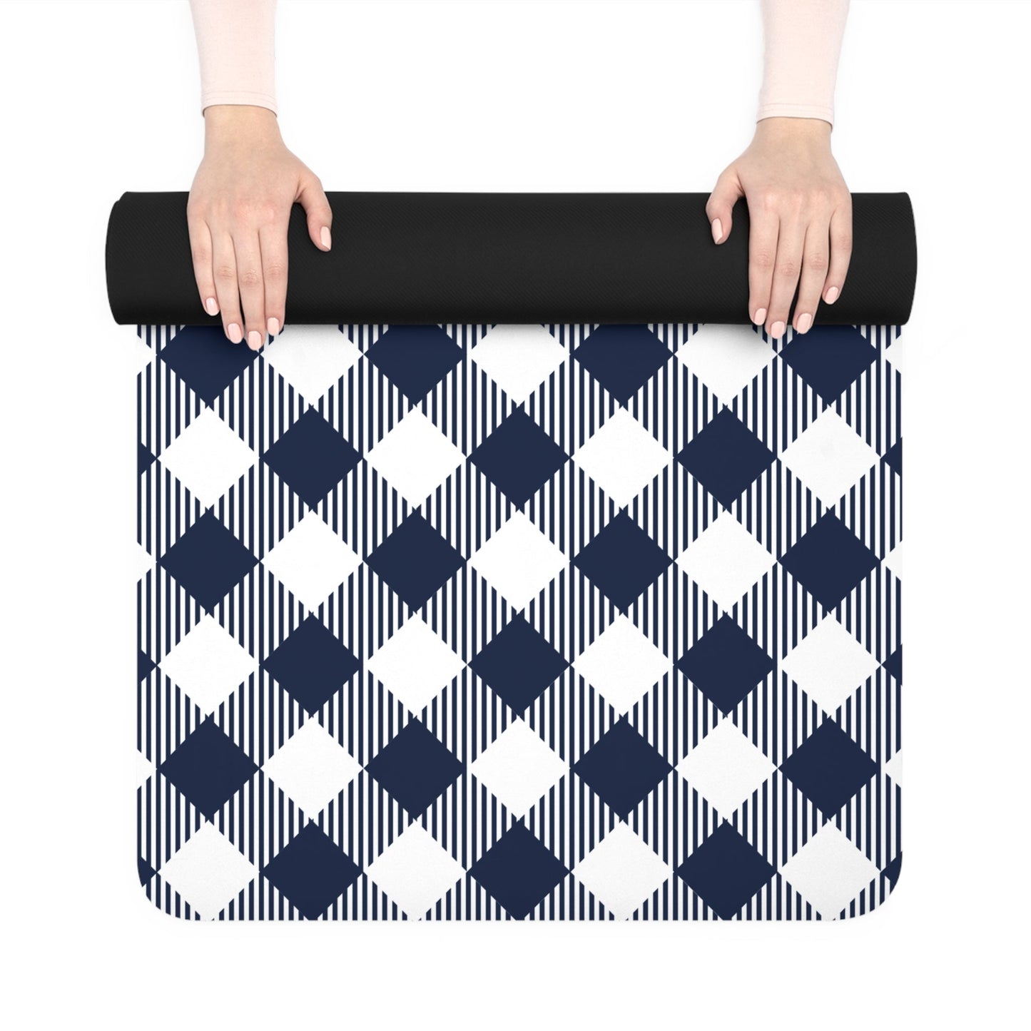 Yoga Mat | Navy & White | Gingham