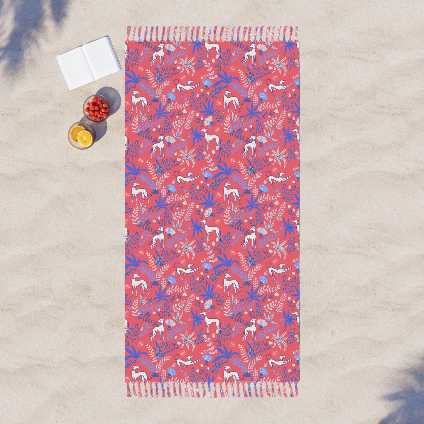 Boho Beach Towel | Greyhounds | Pink Fern