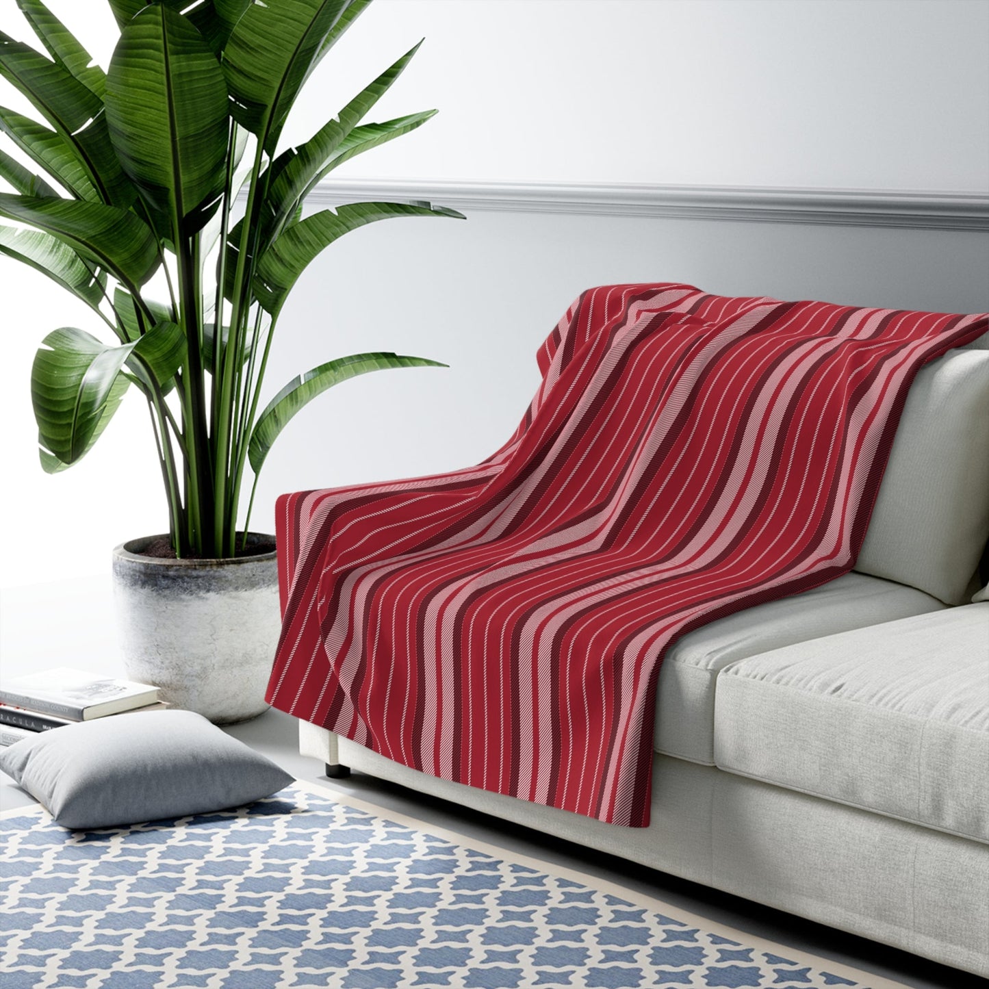 Sherpa Blanket | Red & Black | Stripe