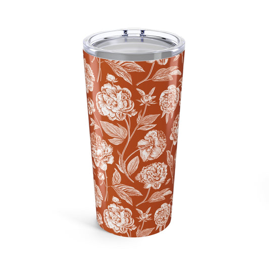 Tumbler | Dark Orange & White | Peony