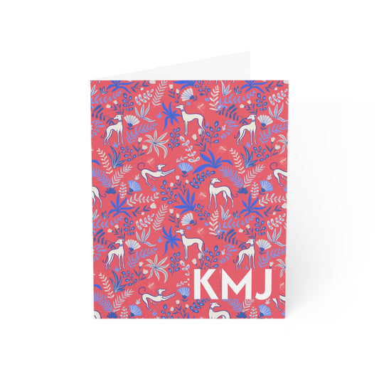 Monogram Notecards | Greyhounds | Pink Fern