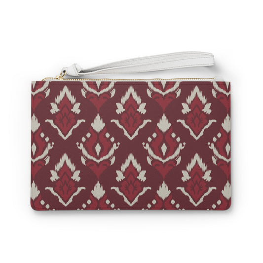 Clutch Bag | Maroon & White | Ikat
