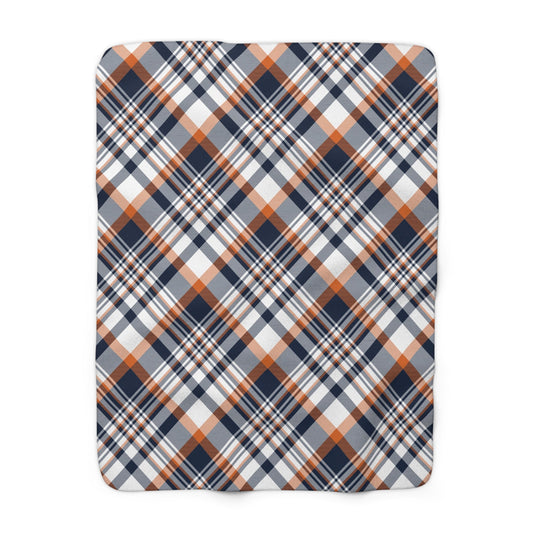 Sherpa Blanket | Orange & Blue | Tartan