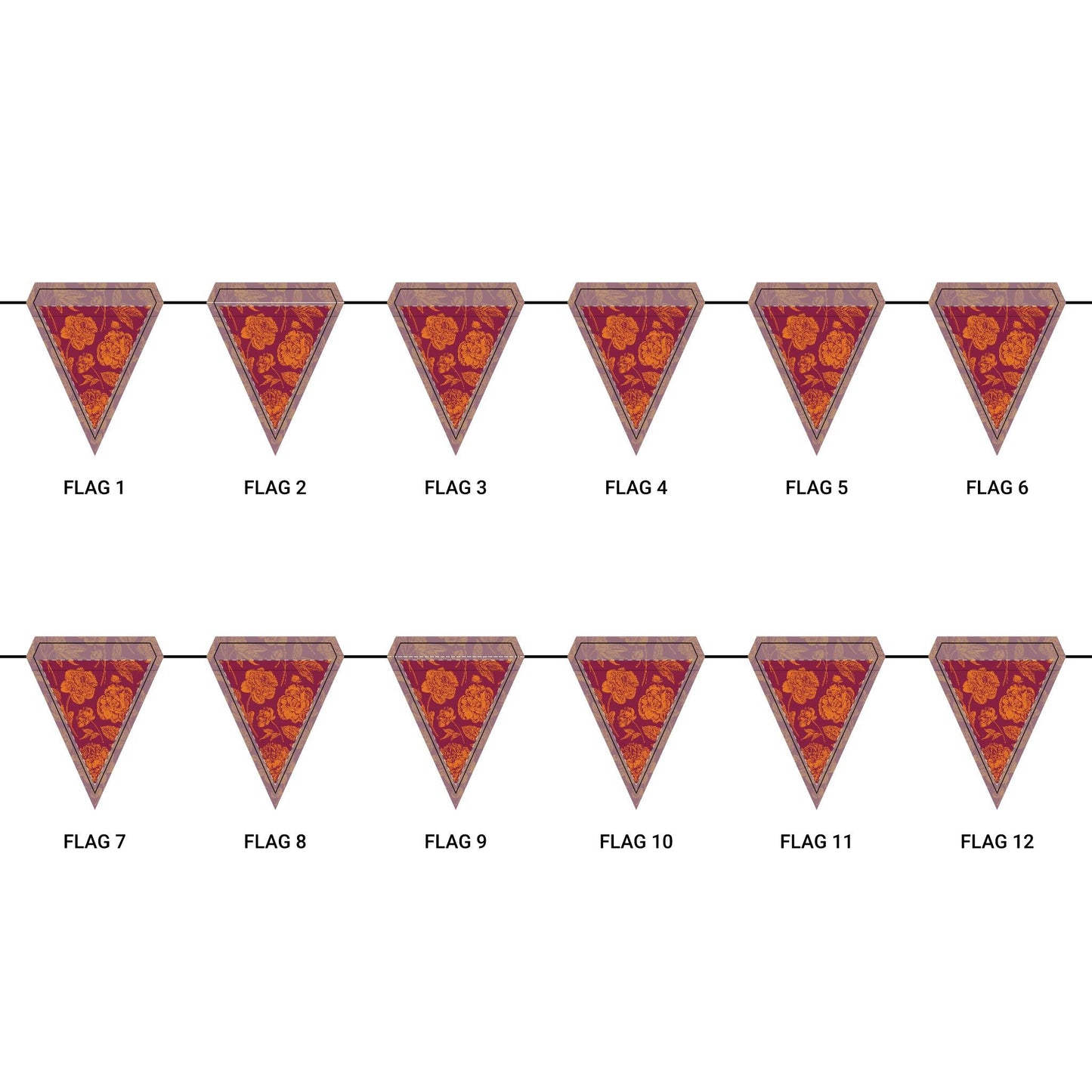 Flag Garland | Maroon & Orange | Peony