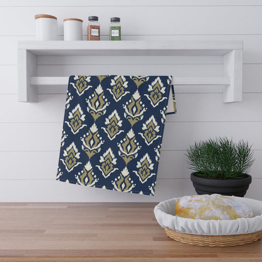 Tea Towel | Blue & Gold | Ikat