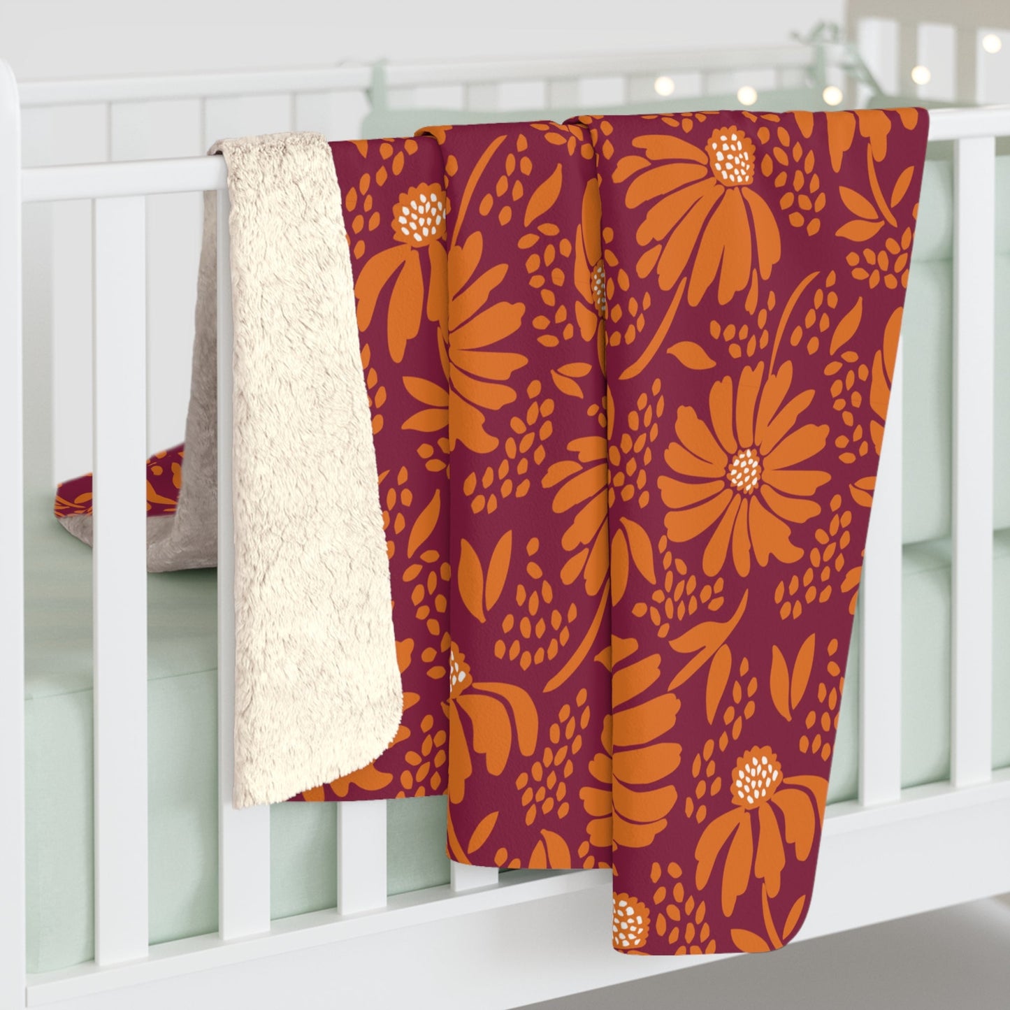 Sherpa Blanket | Maroon & Orange | Bellis