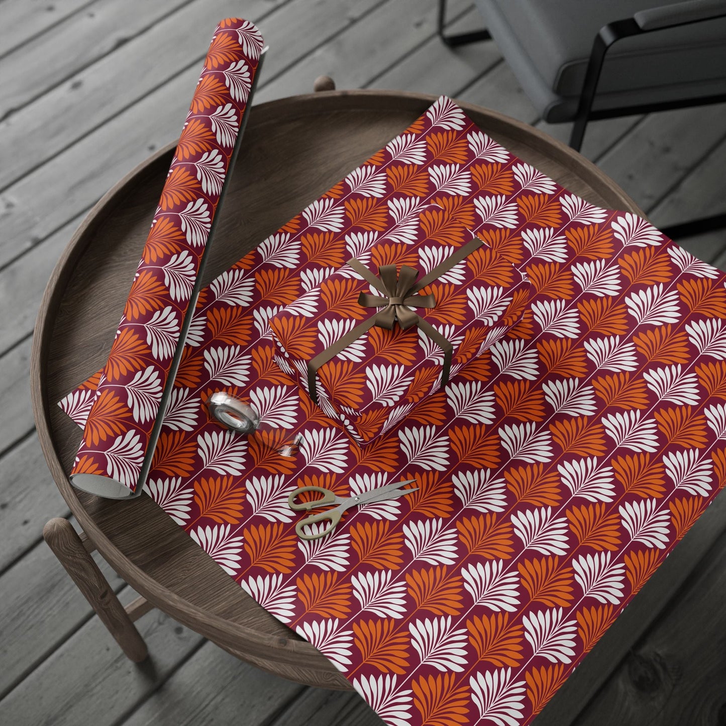 Gift Wrap | Maroon & Orange | Deco