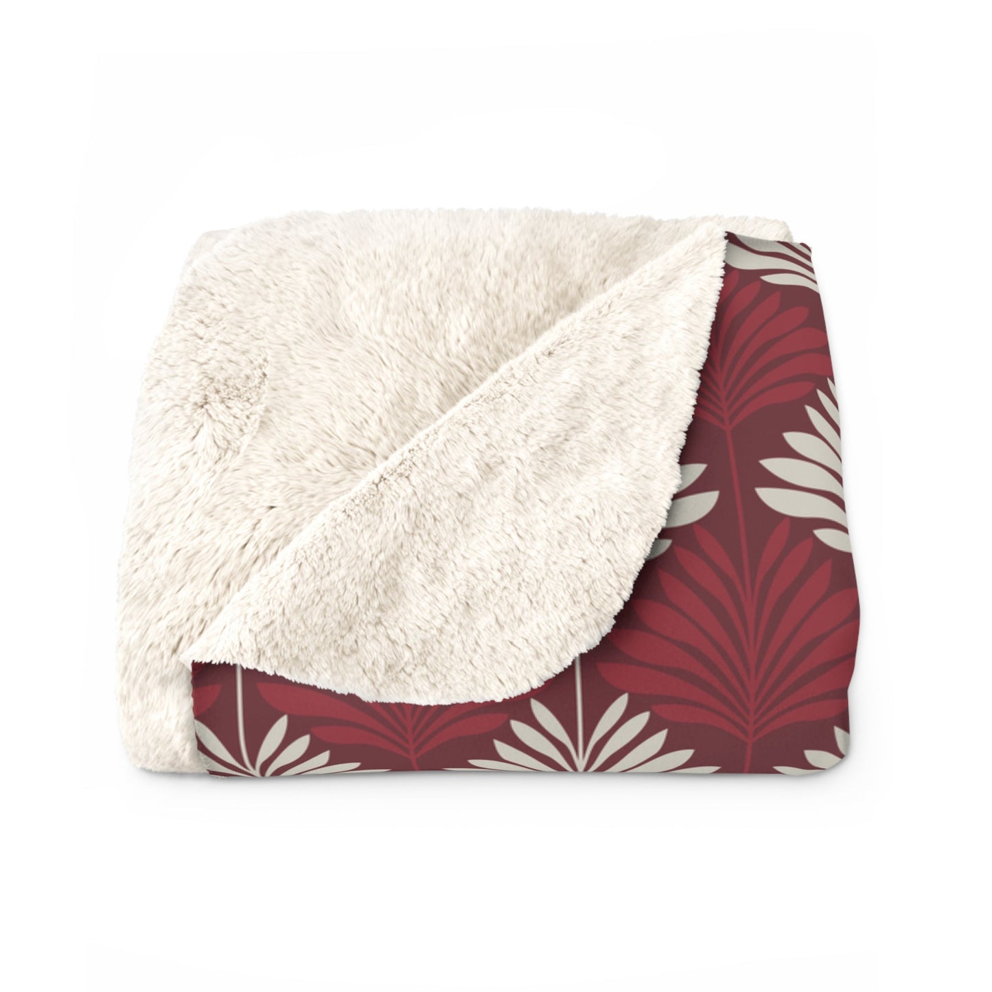 Sherpa Fleece Blanket | Maroon & White | Deco