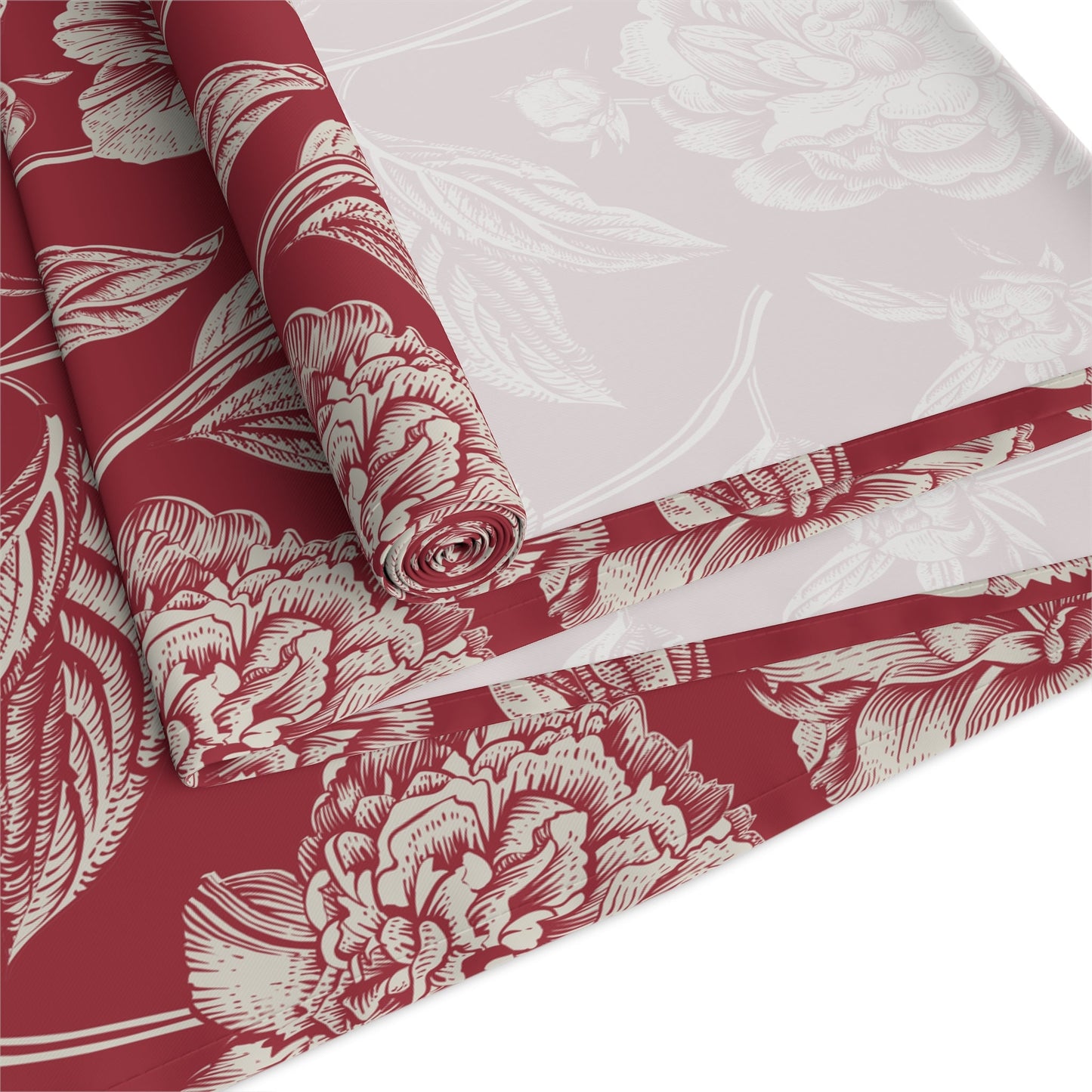Table Runner | Maroon & White | Peony