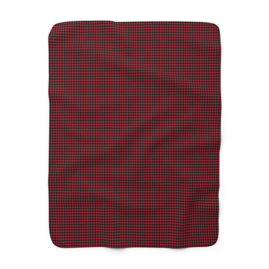 Sherpa Fleece Blanket | Red & Black | Houndstooth
