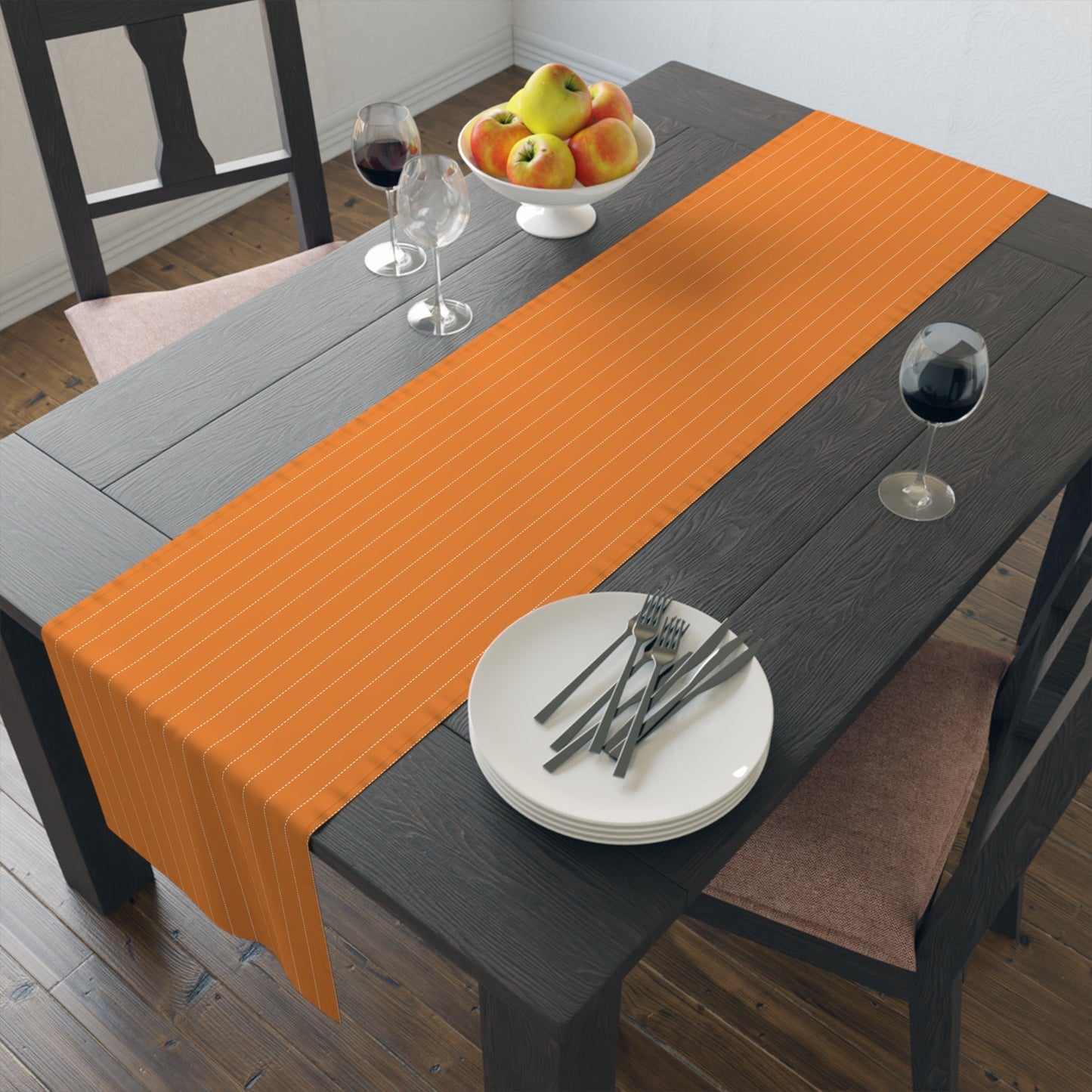 Table Runner | Orange & White | Pinstripe