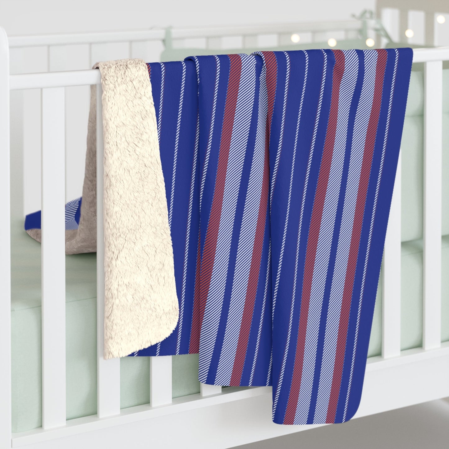 Sherpa Blanket | Bright Blue & Orange | Stripe