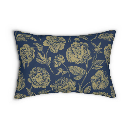 Pillow | Blue & Gold | Peony