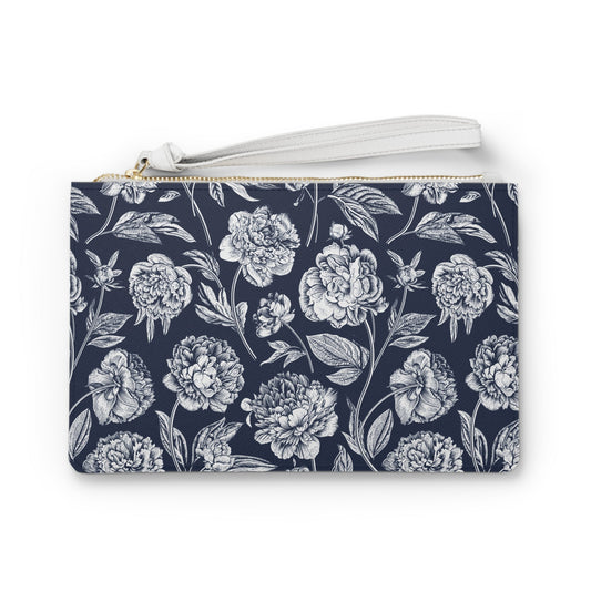 Clutch Bag | Navy & White | Peony