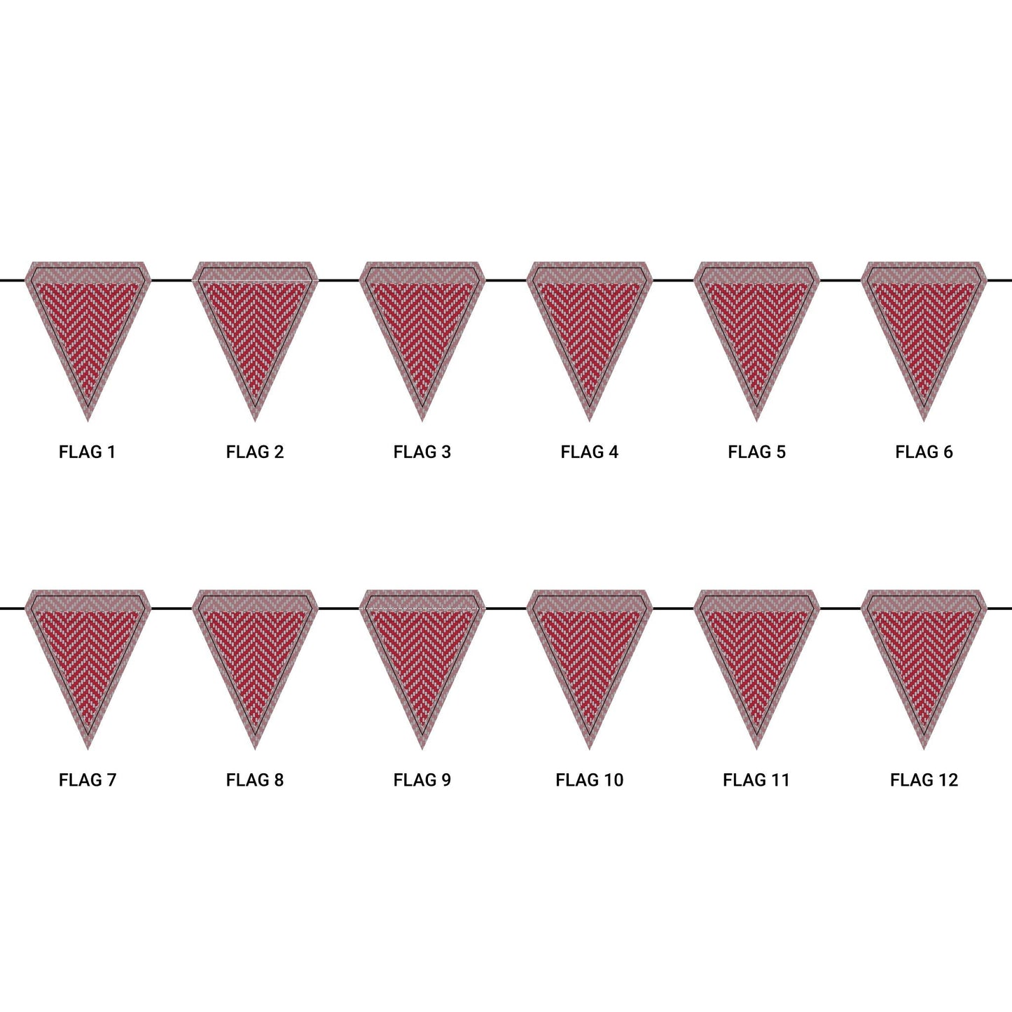 Flag Garland | Red & Gray | Herringbone