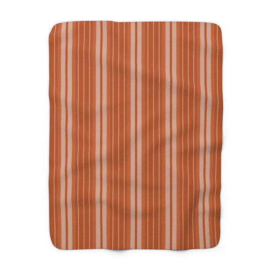 Sherpa Blanket | Dark Orange & White | Stripe