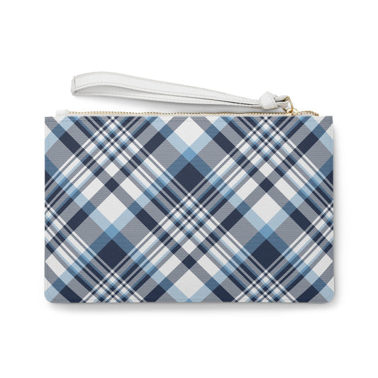 Clutch Bag | Light Blue & White | Tartan