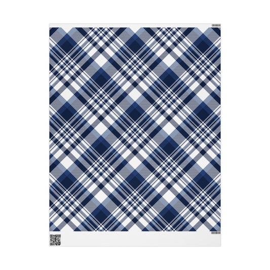Gift Wrap | Navy & White | Tartan