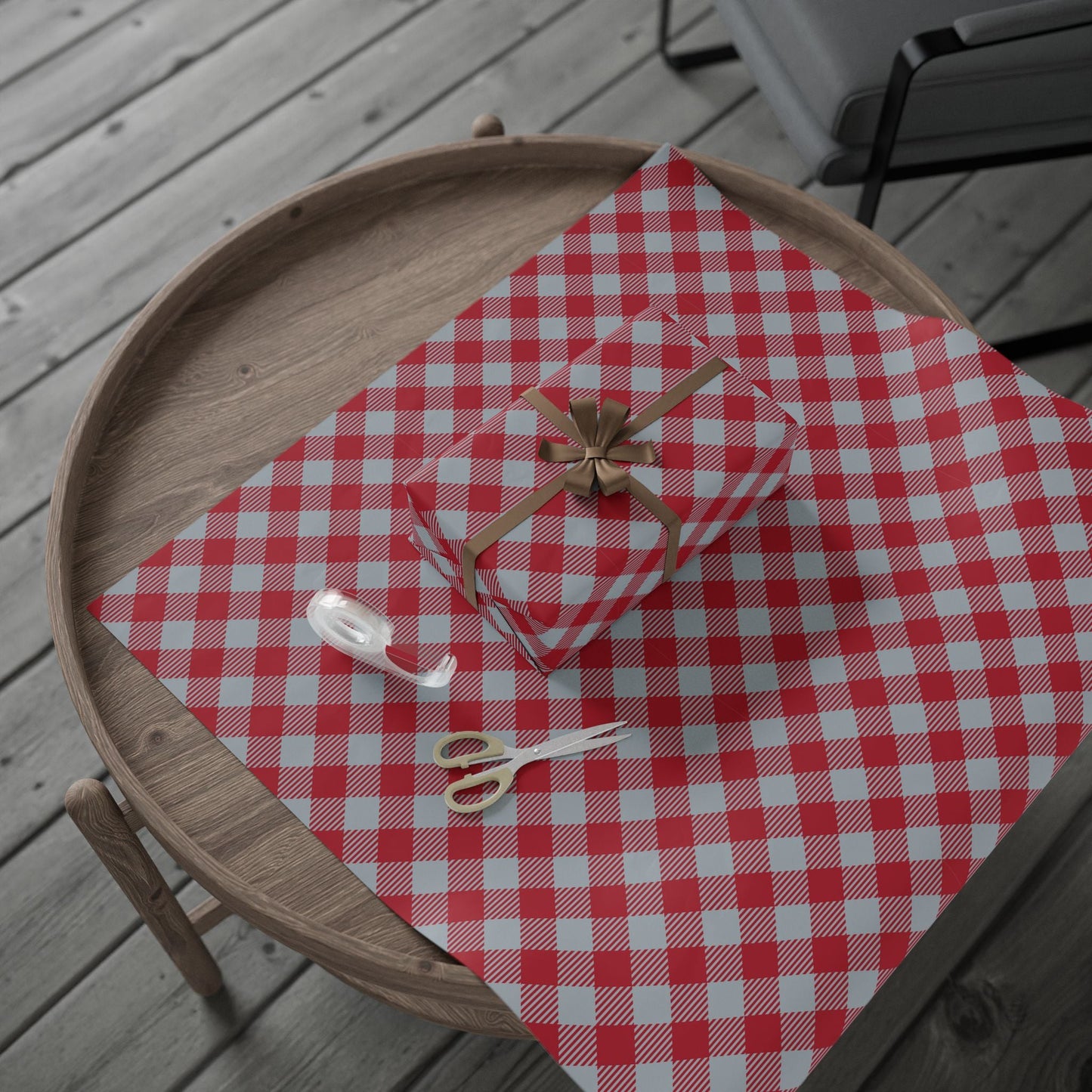 Gift Wrap | Red & Gray | Gingham