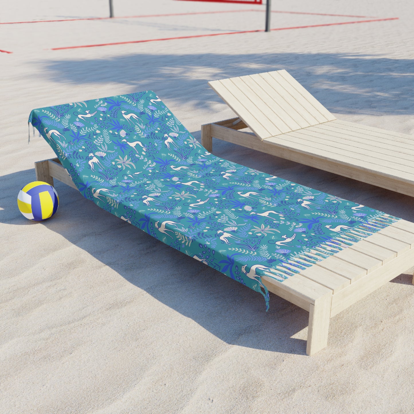 Boho Beach Towel | Greyhounds | Teal Fern